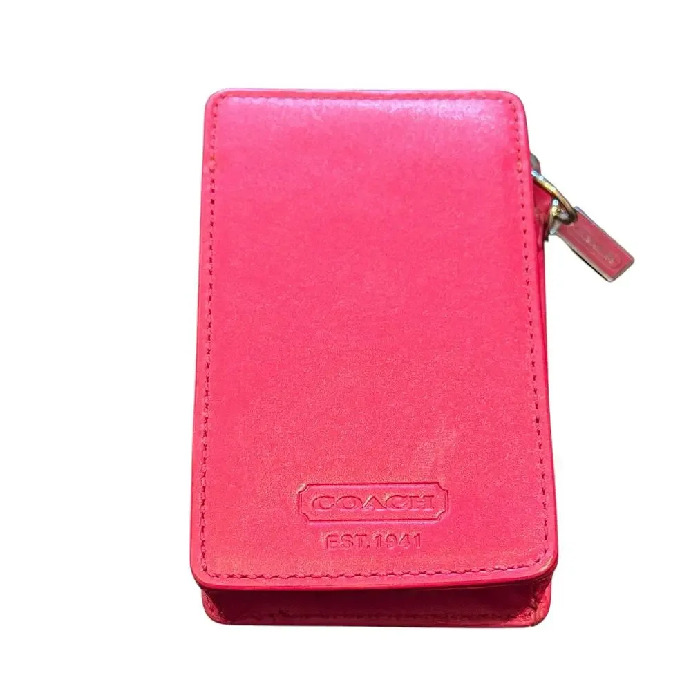Vtg Coach Pink Leather Y2K Ipod Case with Metal Hang Tag